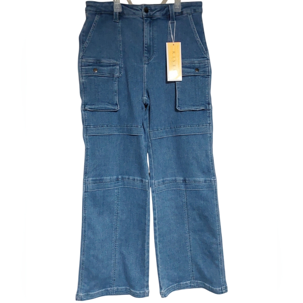 Risen Women's Blue Flare Utility Jeans